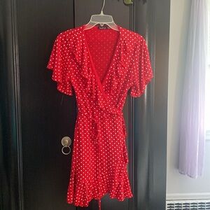 beautiful red dress with white dots, size S-M